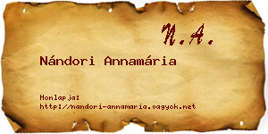 Nándori Annamária névjegykártya